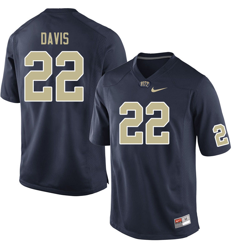 Men #22 Vincent Davis Pitt Panthers College Football Jerseys Sale-Navy